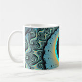 Mug Art fractal abstrait bleu turquoise orange Spirale (Gauche)
