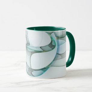 Mug Art fractal abstrait moderne bleu turquoise gris
