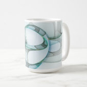 Mug Art fractal abstrait moderne bleu turquoise gris (Devant droit)