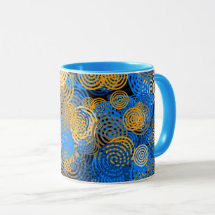 Mug Art fractal Cercles Bleus Swirl Mandala Mur Art