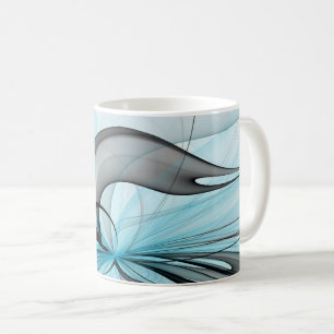 Mug Art fractal moderne gris anthracite abstrait bleu