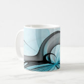Mug Art fractal moderne gris anthracite abstrait bleu (Devant gauche)