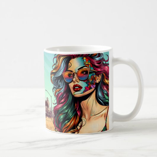 Mug Art fracturé | Femme Abstraite à la plage (Droite)