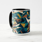 Mug Art géométrique abstrait moderne - Orange sarcelle (Devant gauche)