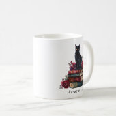 Mug Art gothique Chat noir Antique Livres Crimson Rose (Devant droit)