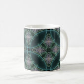 Mug Art graphique géométrique fractal sarcelle moderne (Devant droit)