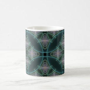 Mug Art graphique géométrique fractal sarcelle moderne