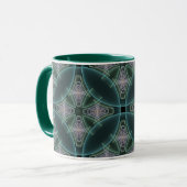 Mug Art graphique géométrique fractal sarcelle moderne (Devant gauche)