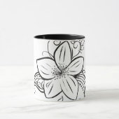 Mug Art Graphique Monochrome, Belle Fleur (Centre)