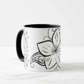 Mug Art Graphique Monochrome, Belle Fleur (Devant gauche)