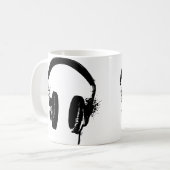 Mug Art Graphique Pochoir Noir Écouteurs (Devant gauche)