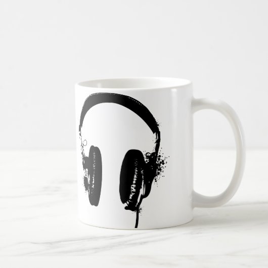 Mug Art Graphique Pochoir Noir Écouteurs (Droite)