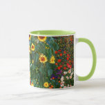 Mug Art Gustav Klimt - Jardin agricole avec tournesols<br><div class="desc">Art Gustav Klimt - Jardin de la ferme avec des tournesols tasse à café d'art personnalisé.</div>