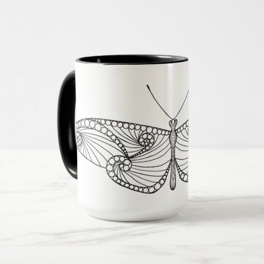 Mug Art inspiré de papillon (Devant gauche)