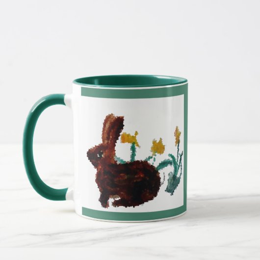 Mug Art jonquille du lapin de printemps (Gauche)