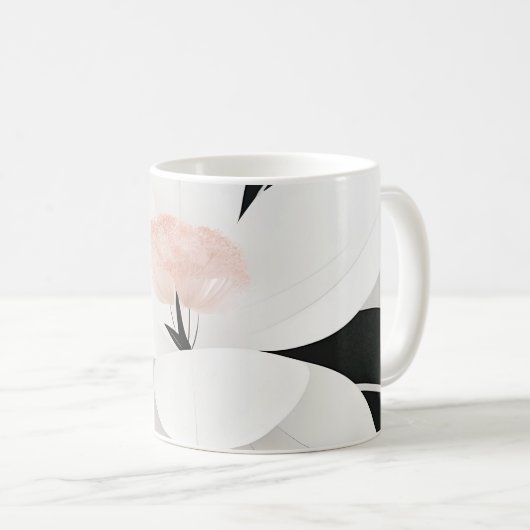 Mug Art linéaire floral minimaliste (Devant droit)
