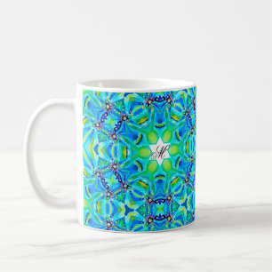 Mug Art mandala artistique chic en couleurs aqua
