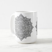 Mug Art mandala aux lignes noires complexes (Devant gauche)