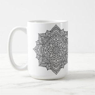 Mug Art mandala aux lignes noires complexes