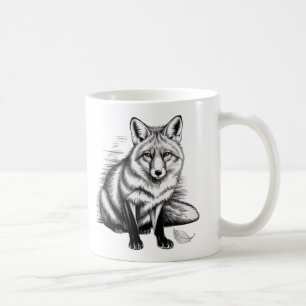 Mug Art minimaliste de ligne Fox - Encre noire émotion