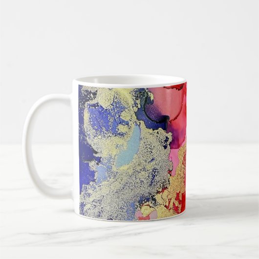 Mug Art moderne Bleu Rouge Or (Gauche)