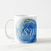 Mug Art moderne Blue and Gold Alcok Ink Nom personnali (Gauche)