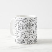 Mug Art moderne Floral Blanc noir (Devant gauche)