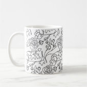 Mug Art moderne Floral Blanc noir (Gauche)