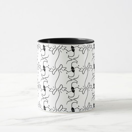 Mug Art moderne Motif de chien de ligne noir et blanc (Centre)
