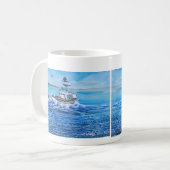 Mug Art moderne Pêcheurs Blancs et Bleus de mer (Devant gauche)