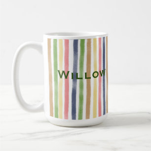 Mug Art moderne Peinture Wavy Lines Colorée Motif&Nom