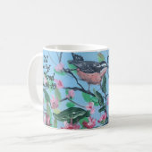Mug Art Moderne Roses et Oiseaux Bleus avec Verset de  (Devant gauche)