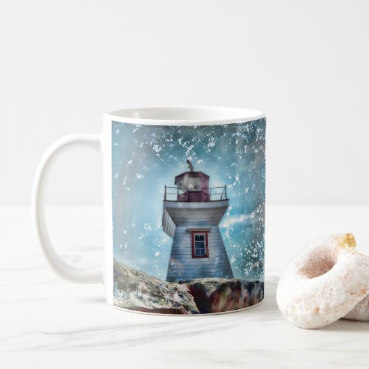 Mug Art nautique de photo de bleu de turquoise de (Avec donut)