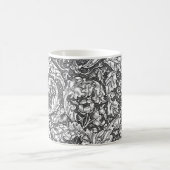 Mug Art Nouveau Acanthus Feuilles et Fleurs, Gris (Centre)