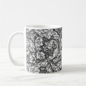 Mug Art Nouveau Acanthus Feuilles et Fleurs, Gris (Gauche)