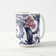 Mug Art Nouveau bleu rose