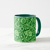 Mug Art Nouveau Carnation Damask, Emerald Green (Devant droit)