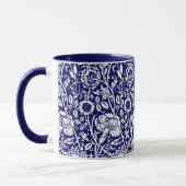 Mug Art Nouveau Carnation Damask, Navy et Blanc (Gauche)