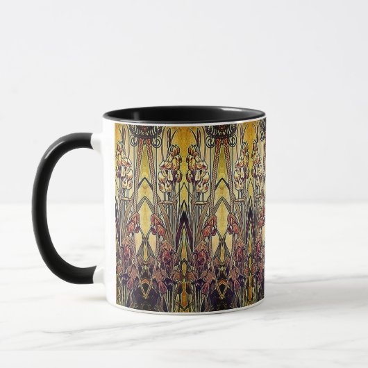 Mug Art nouveau iris motif or bronze rouge élégant (Gauche)
