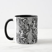 Mug Art Nouveau Peacock Print, noir et blanc (Gauche)