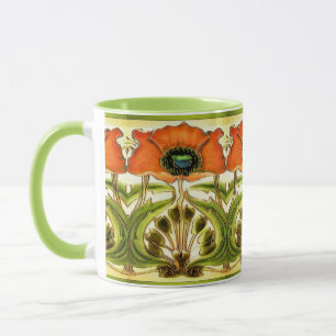 MUG ART NOUVEAU POIVRE ROUGE VERT STYLISÉ