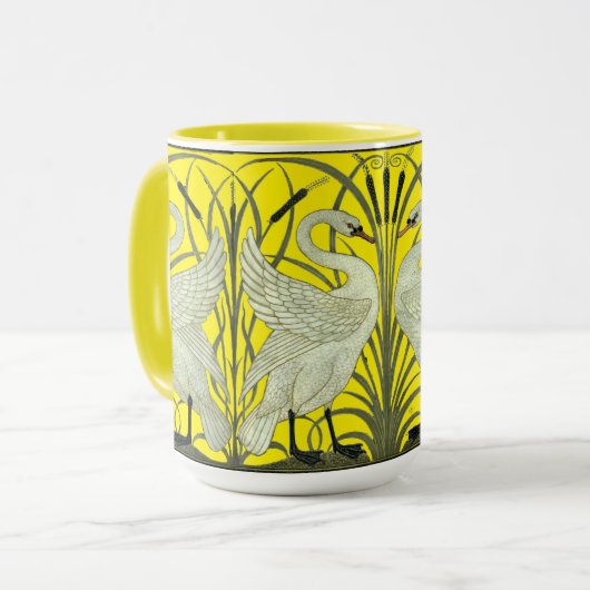 Mug Art Nouveau Swans Frieze Motif par Walter Crane (Devant gauche)