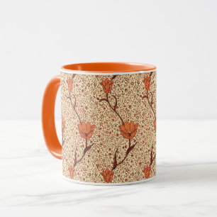 Mug Art Nouveau Tulip Damas, corail et beige