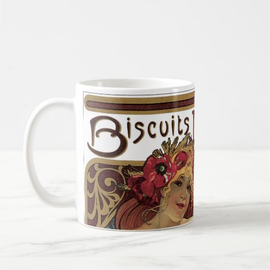 Mug Art Nouveau vintage, Biscuits d'Alphonse Mucha (Gauche)