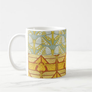 Mug Art Nouveau vintage de grille de motif de la natur