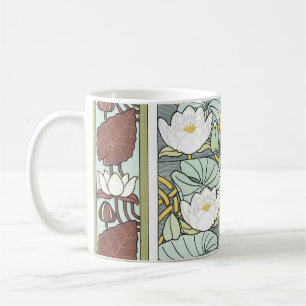 Mug Art Nouveau vintage, fleurs de jardin de nénuphars