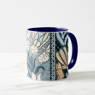 Mug Art Nouveau vintage, fleurs d'iris de jardin