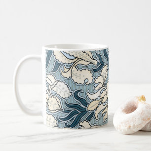 Mug Art Nouveau vintage, fleurs d'iris de jardin bleue
