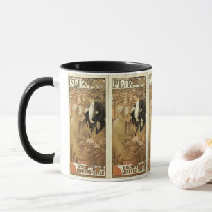Mug Art Nouveau vintage Love Romance, Flirt de Mucha