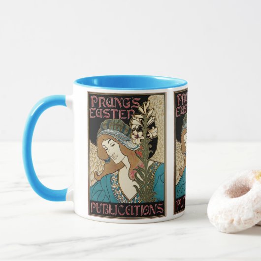 Mug Art Nouveau vintage, publications de Pâques de Pra (Avec donut)